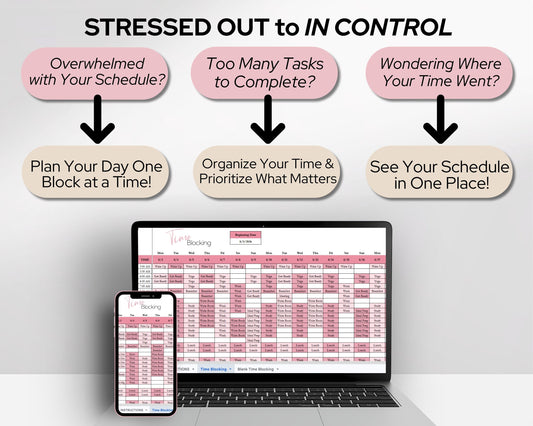 Time Blocking Spreadsheet Template | Google Sheets & Excel Daily Schedule Planner for Time Management