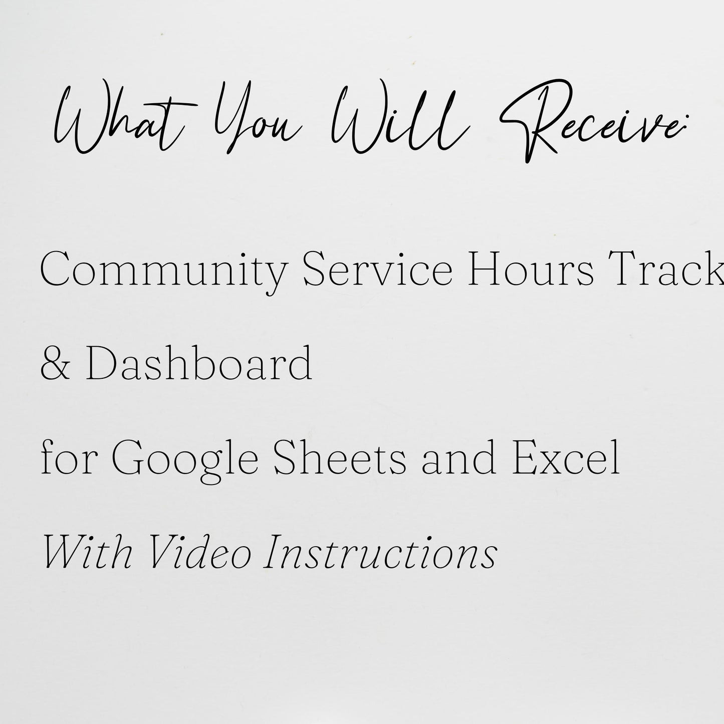 Community Service Hours Log Spreadsheet | Student Service Record & Graduation Requirement Tracker | Google Sheets & Excel