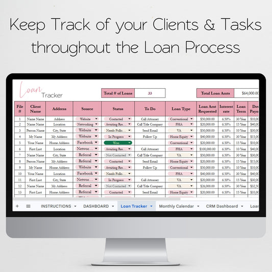 Loan Officer Template Spreadsheet Bundle Google Sheet and Excel Spreadsheet