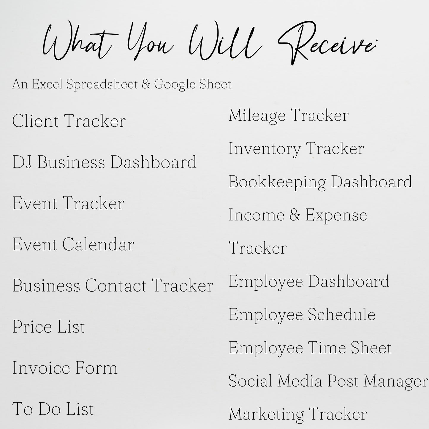 DJ Business Planner Template Bundle Google Sheet and Excel Spreadsheet