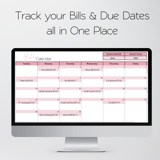Bill Calendar Excel and Google Sheets Spreadsheet Template | Automated Monthly Bill & Due Date Tracker