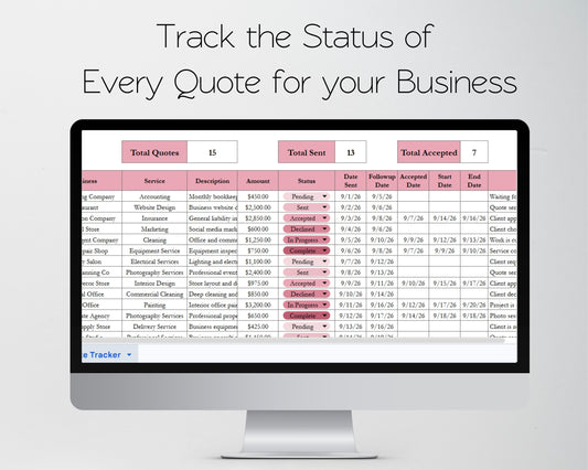 Quote Tracker Template | Estimate & Bid Tracker Spreadsheet Google Sheets & Excel