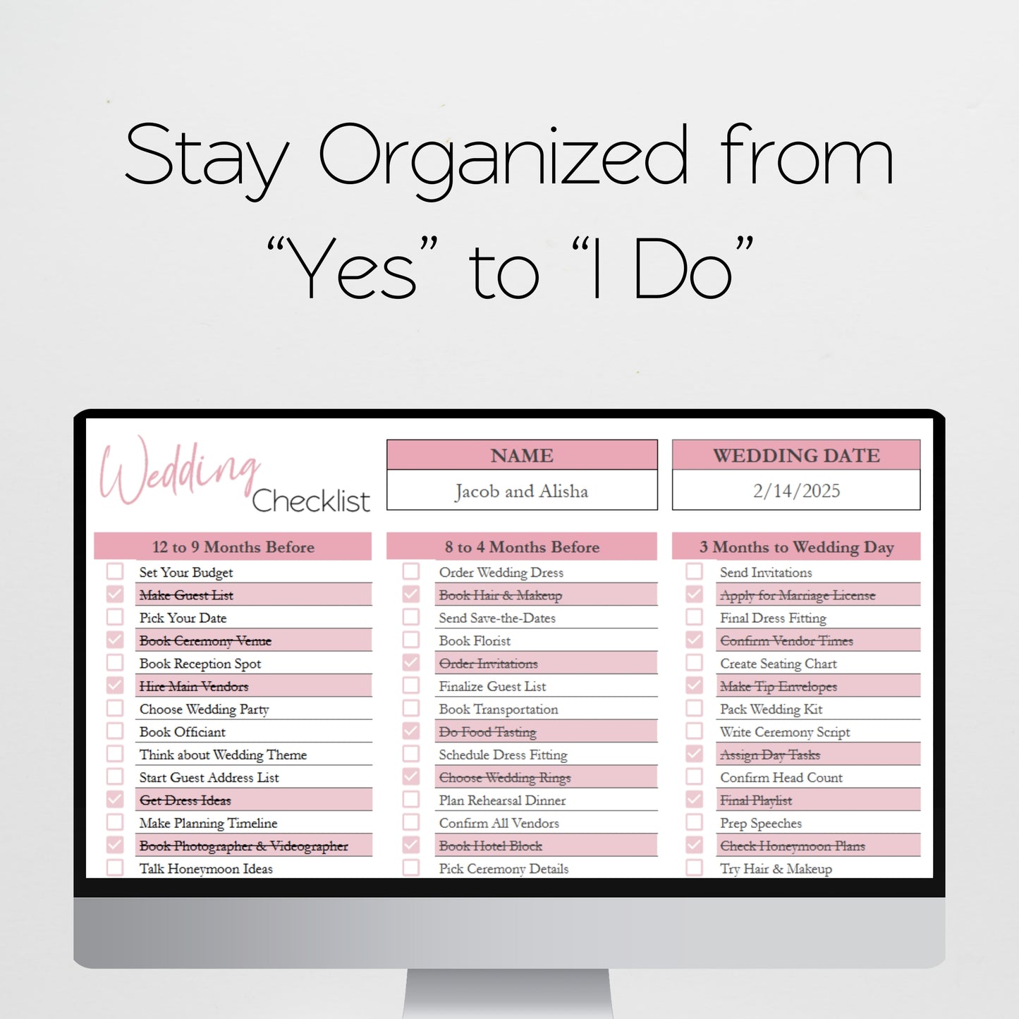 Wedding Checklist Template Google Sheets and Excel Spreadsheet