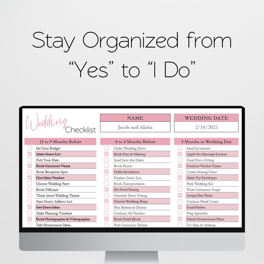 Wedding Checklist Template Google Sheets and Excel Spreadsheet