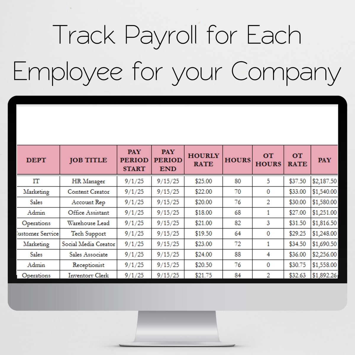 Payroll Tracker Template Google Sheets and Excel Spreadsheet – Savvy ...