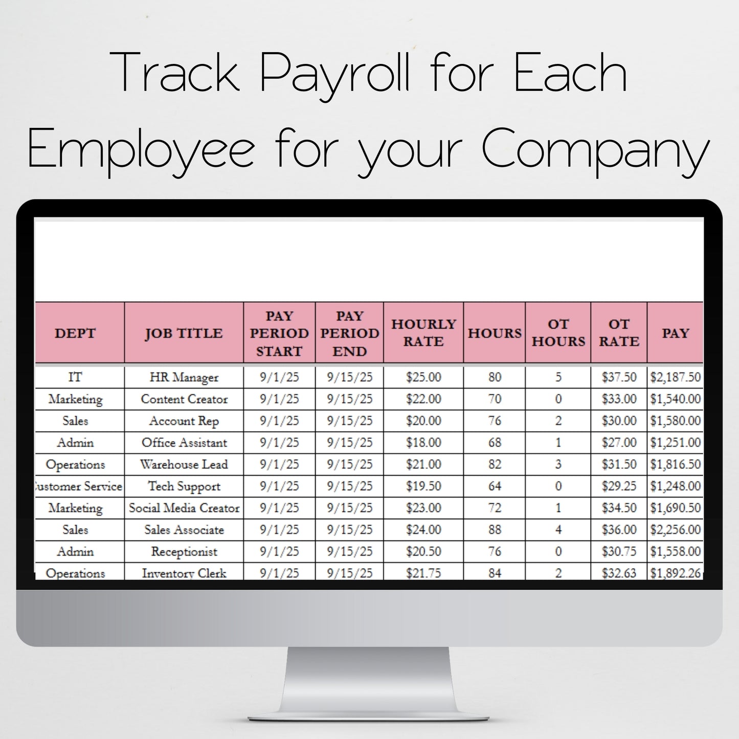 Payroll Tracker Template Google Sheets and Excel Spreadsheet