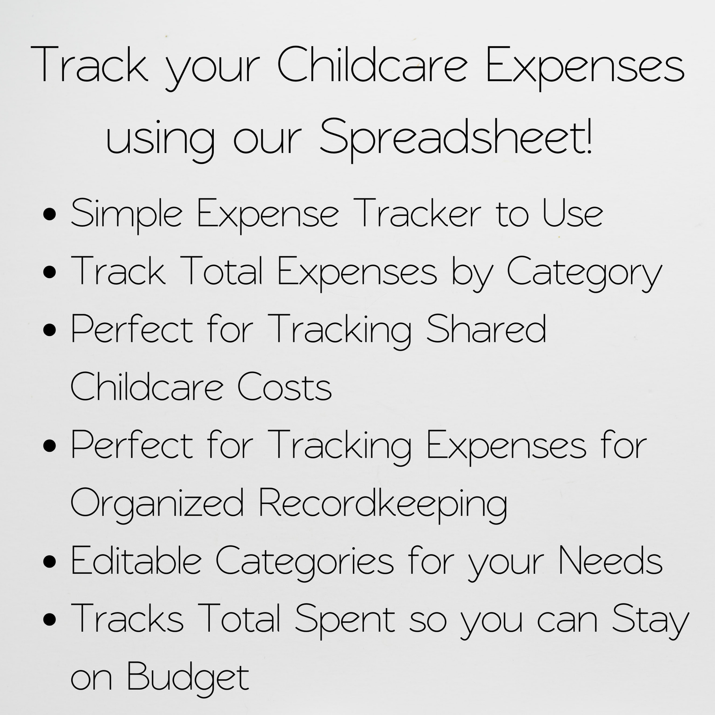 Childcare Expense Tracker Google Sheets and Excel Spreadsheet Template