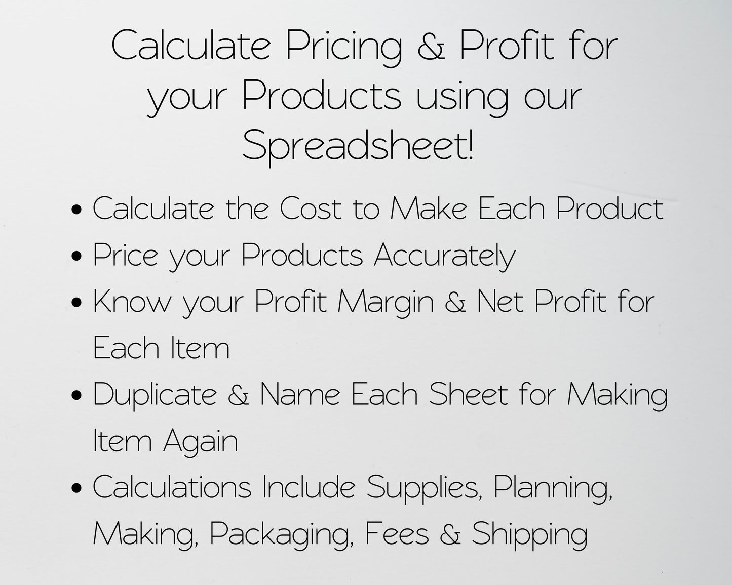 Pricing Calculator Spreadsheet | Google Sheets & Excel Business Template | Easily Price your Products & Know Profit Margin