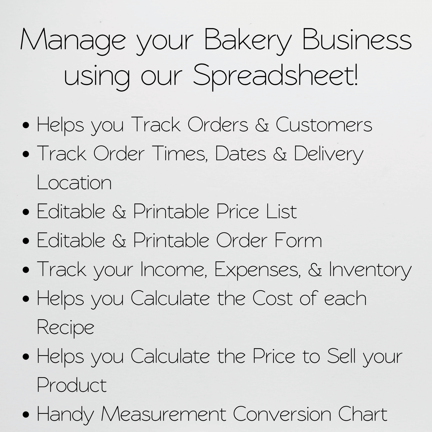 Bakery Business Template Bundle Google Sheet and Excel Spreadsheet