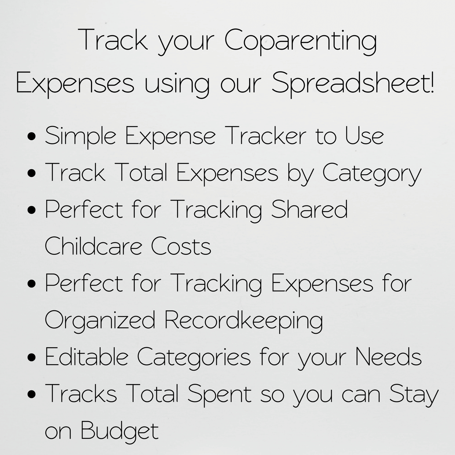 Coparenting Expense Tracker Google Sheets and Excel Spreadsheet Template