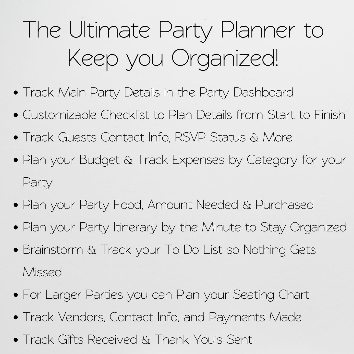 Party Planner Template Google Sheets & Excel Spreadsheet |Ultimate Event Planner | Editable Itinerary, Budget, Meal Planning & Guest List