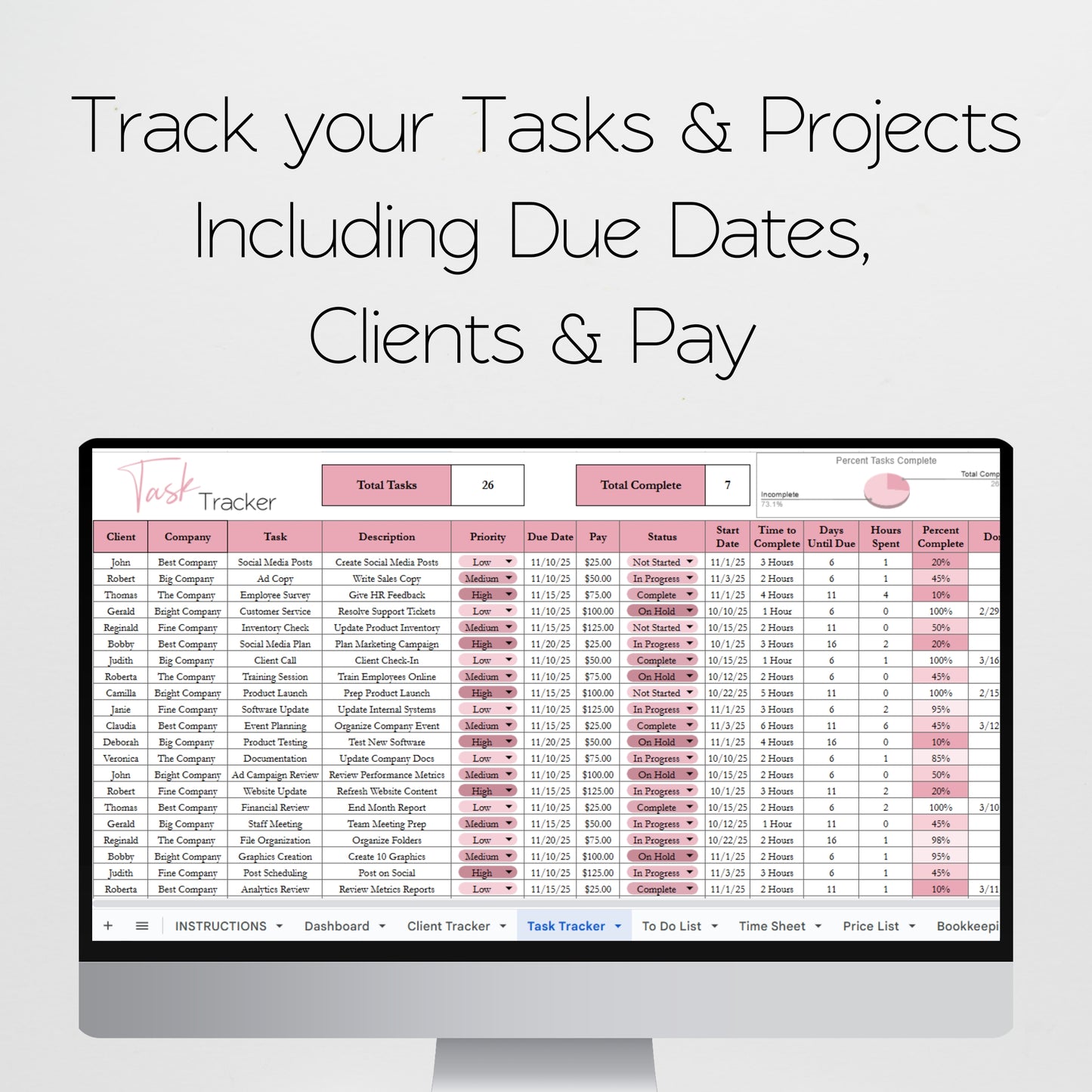 Virtual Assistant Business Planner Template Bundle Google Sheet and Excel Spreadsheet