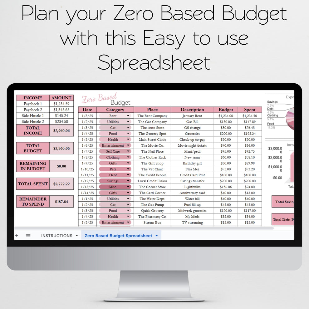 Zero Based Budget Template Google Sheets and Excel Spreadsheet – Savvy ...