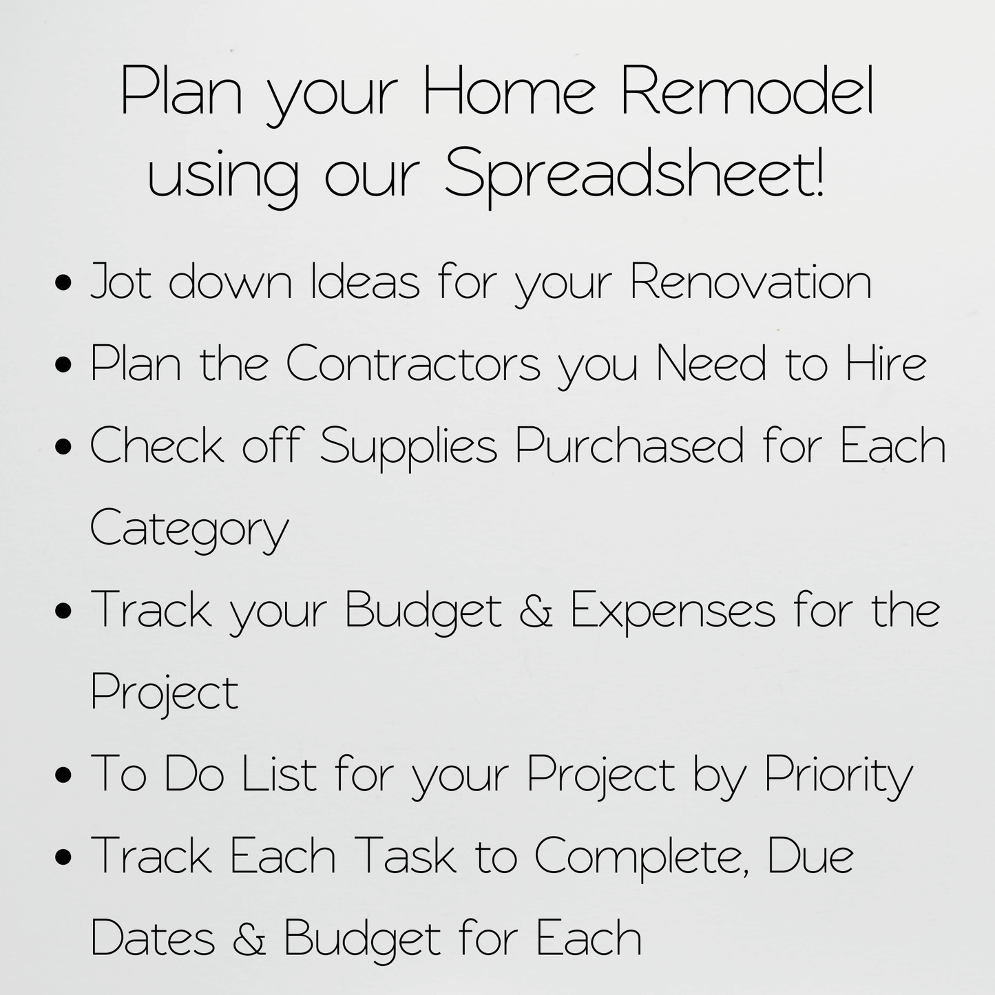 Home Renovation Planner Template Google Sheets and Excel Spreadsheet