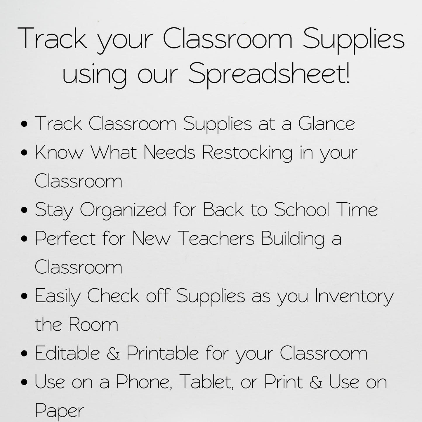Classroom Supply Checklist Template & Teacher Organizer | Digital Inventory Tracker | Google Sheets & Excel Back to School Organization Template