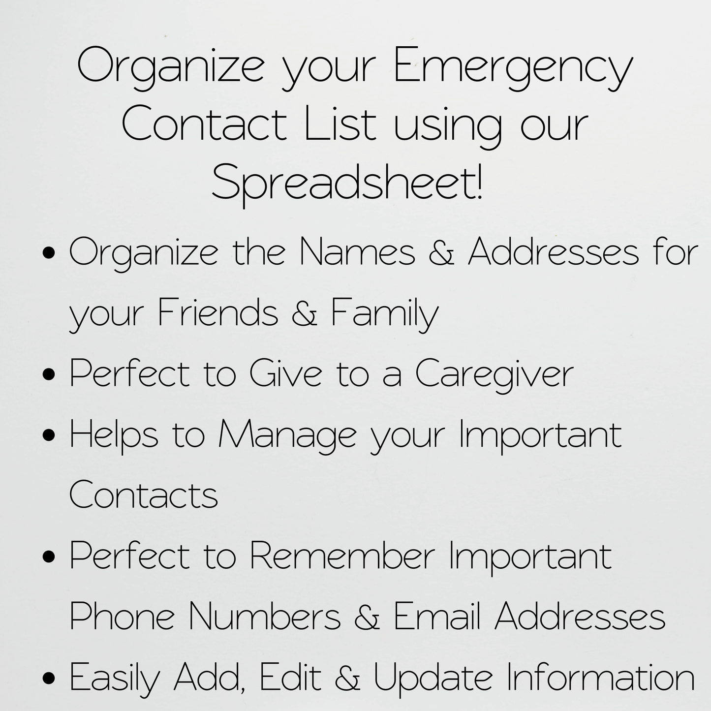 Emergency Contact List Template Google Sheets and Excel Spreadsheet Template