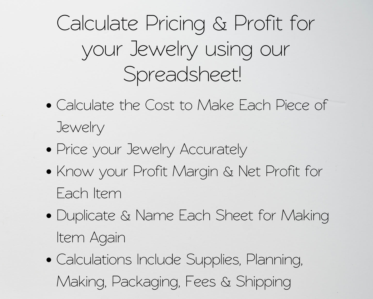 Jewelry Pricing Calculator Google Sheets and Excel | Cost & Profit Spreadsheet for Handmade Jewelry Businesses