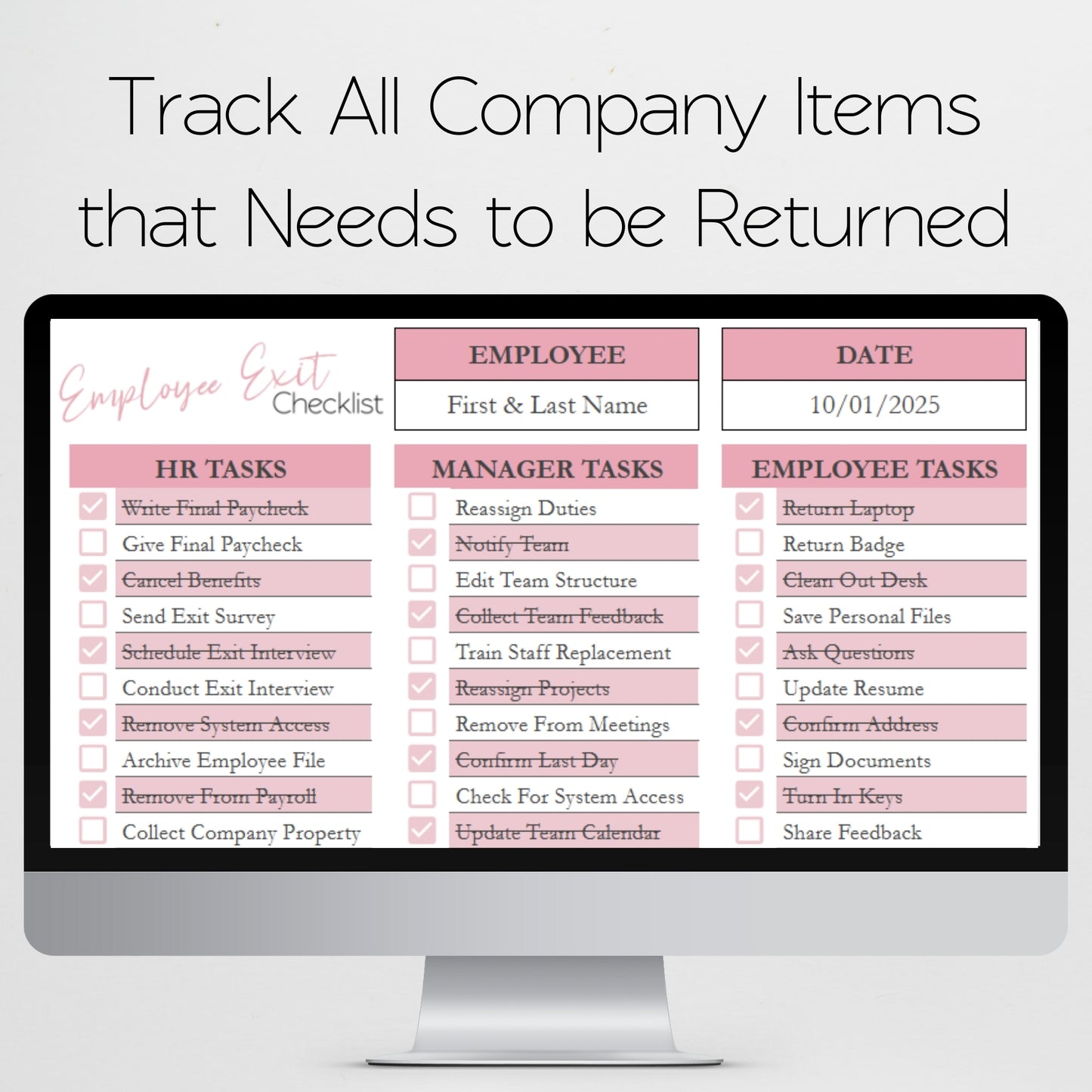 Employee Exit Checklist Template Google Sheets and Excel Spreadsheet