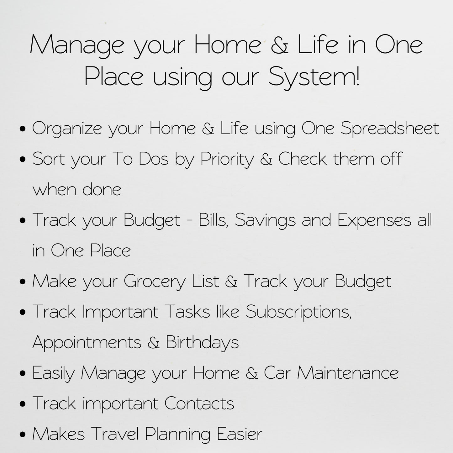 Home Management Bundle Template Google Sheets and Excel Spreadsheet