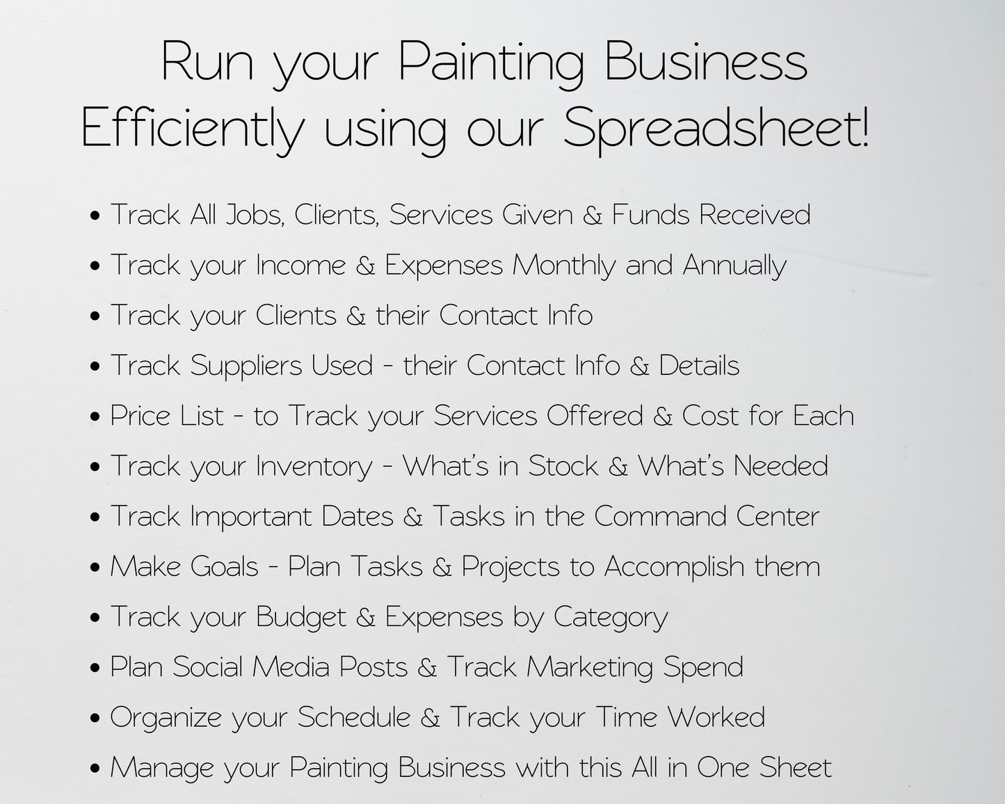 Painting Business Template Google Sheets & Excel Spreadsheet for Painters, Contractors & Handyman