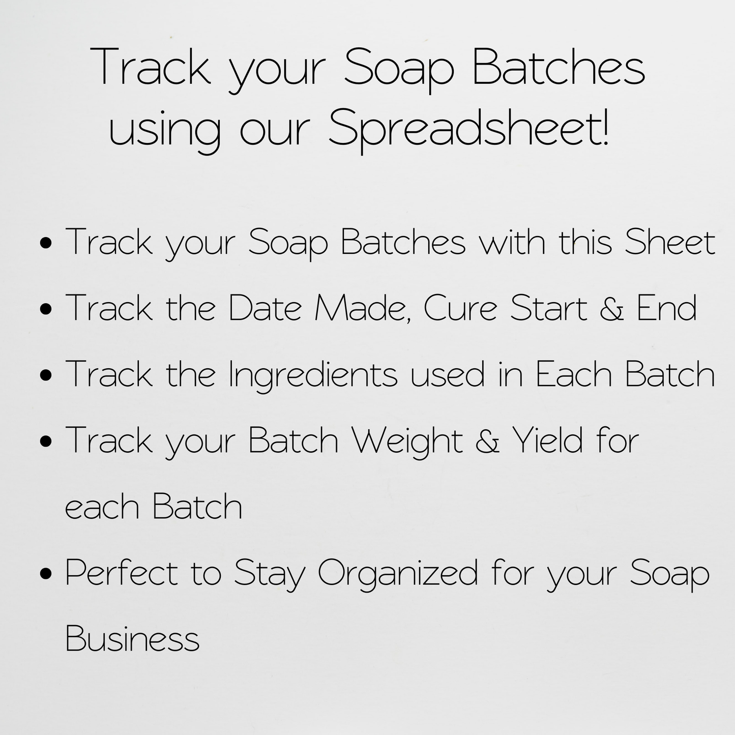 Soap Batch Log Spreadsheet Google Sheets and Excel Spreadsheet Template