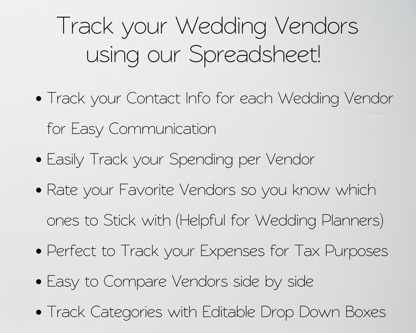 Wedding Vendor Tracker Spreadsheet | Google Sheets & Excel Template for Wedding Planning