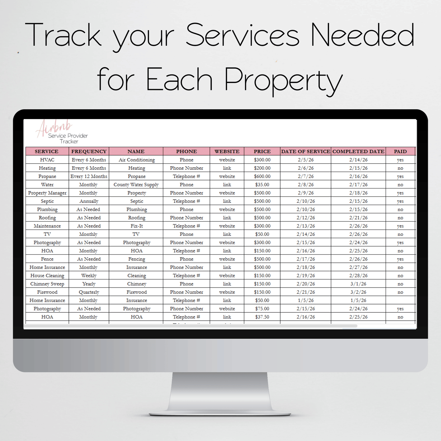 Airbnb Provider Checklist Template Google Sheets Excel Spreadsheet