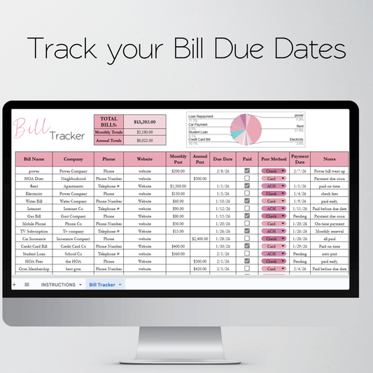 Bill Tracker Template Google Sheets and Excel Spreadsheet