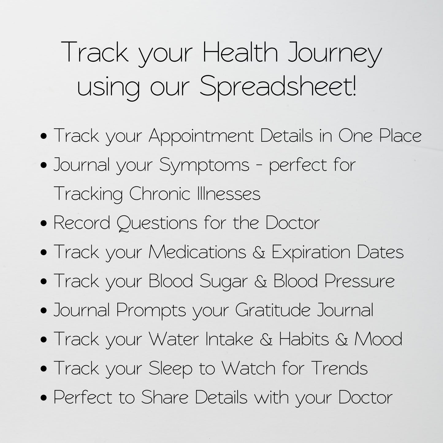 Health Tracker Bundle Google Sheet and Excel Spreadsheet Template