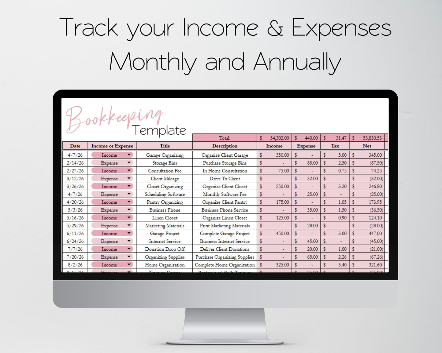 Organizing Business Spreadsheet Bundle | Google Sheets & Excel Spreadsheet for Professional Organizer