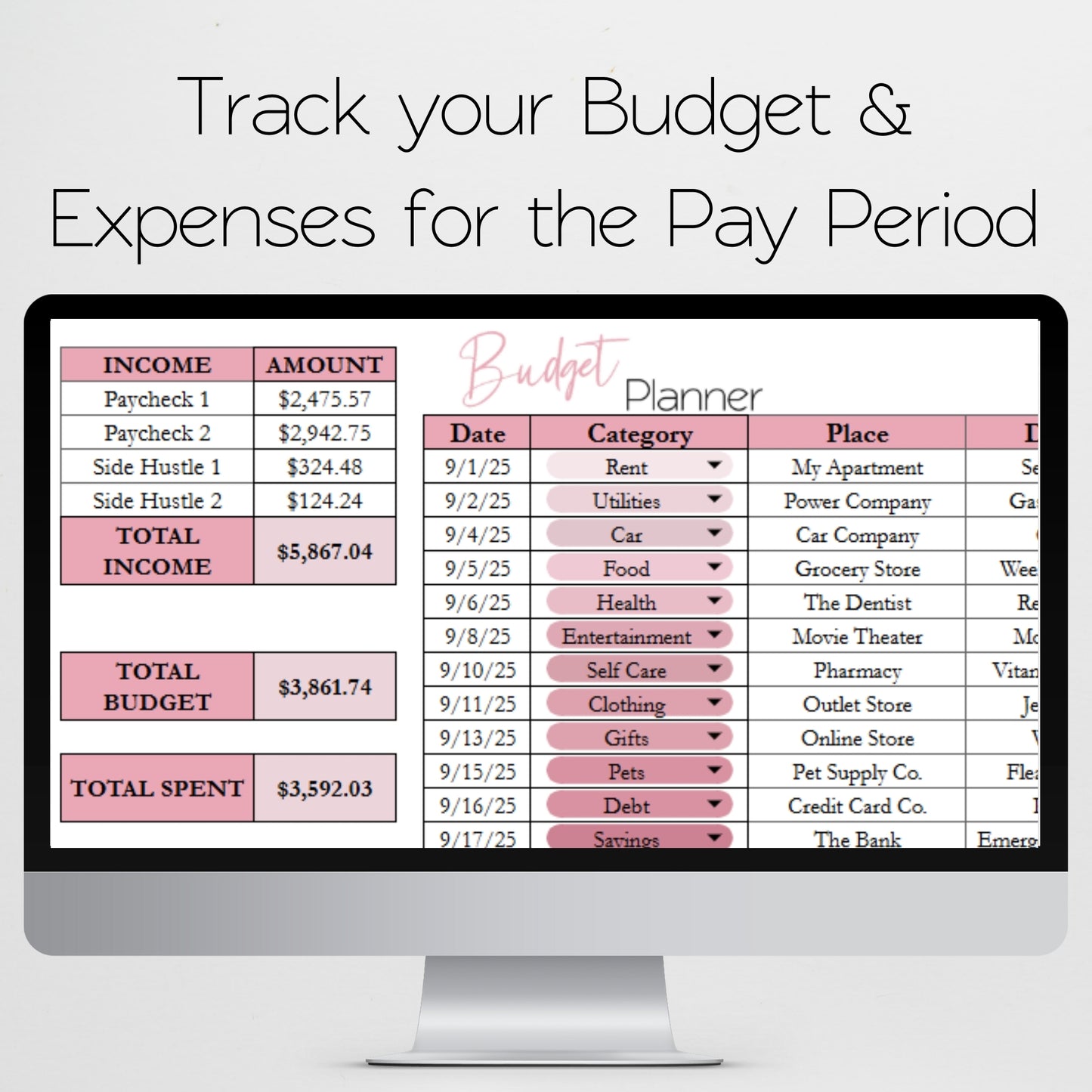 Budget Planner Template Google Sheets and Excel Spreadsheet