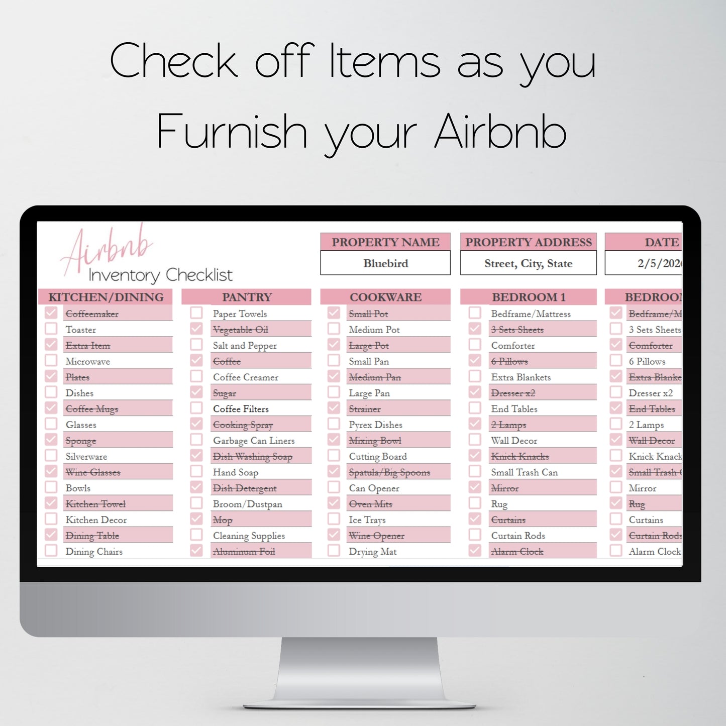 Airbnb Inventory Checklist Template Google Sheets Excel Spreadsheet