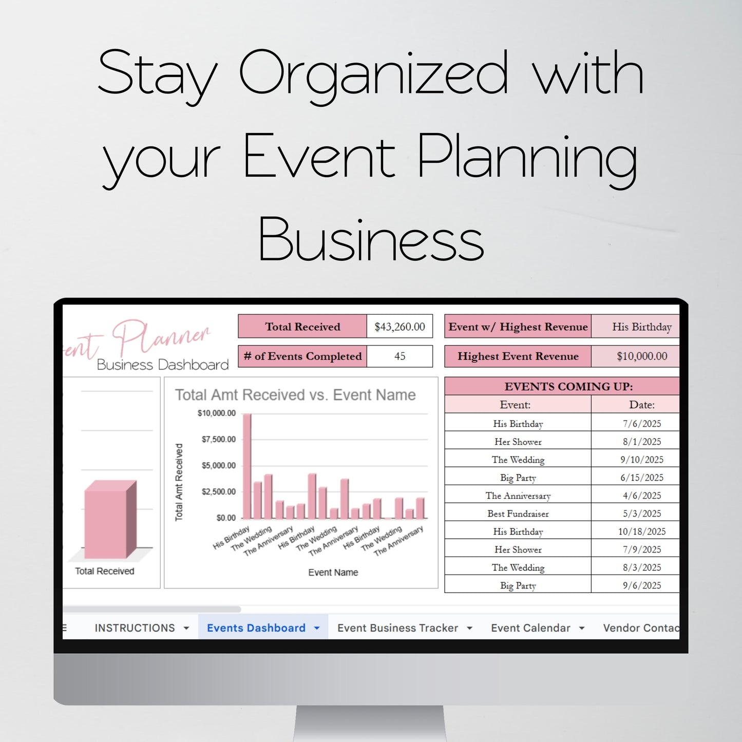 Event Planning Business Template Bundle Google Sheet and Excel Spreadsheet
