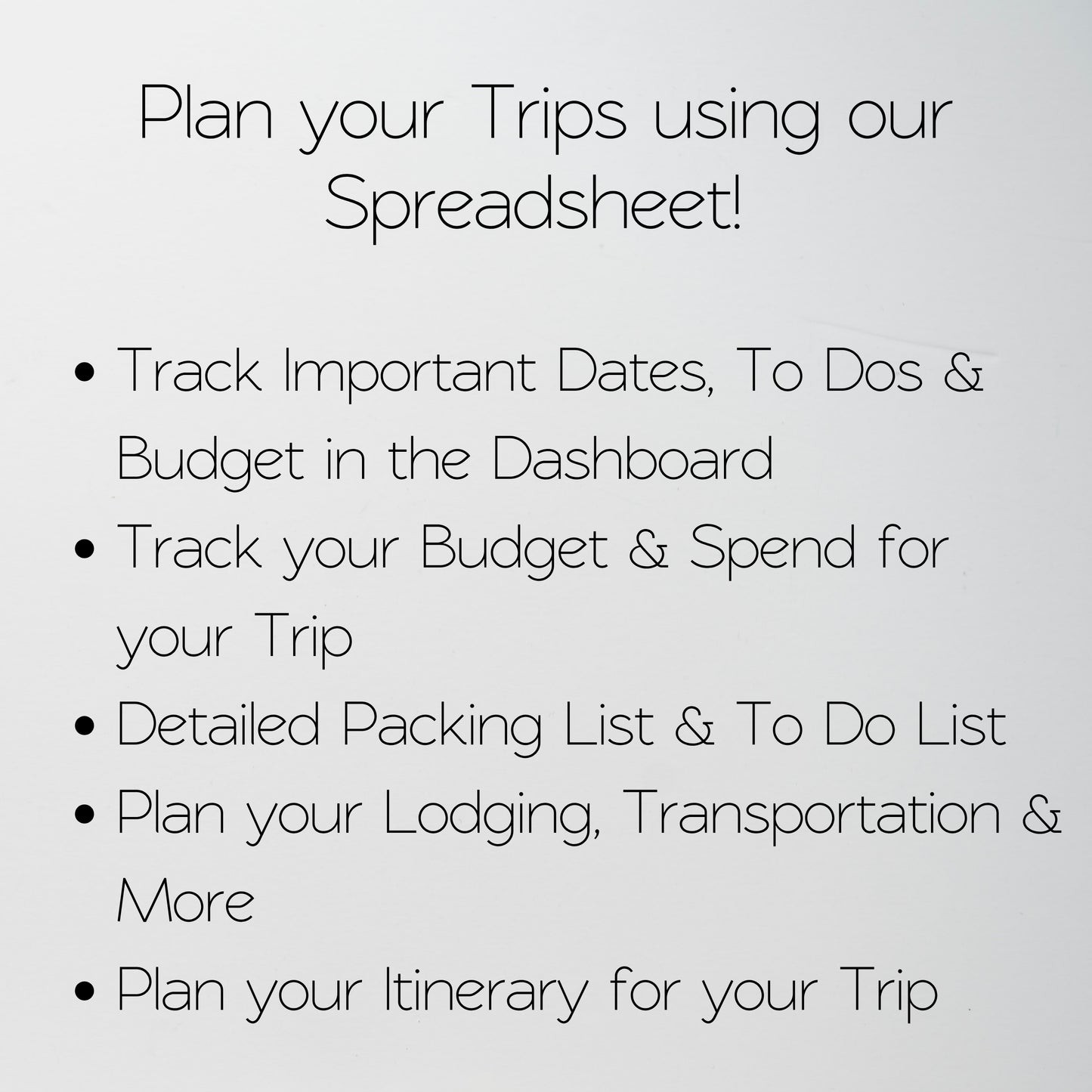 Travel Planner Template Google Sheets and Excel Spreadsheet