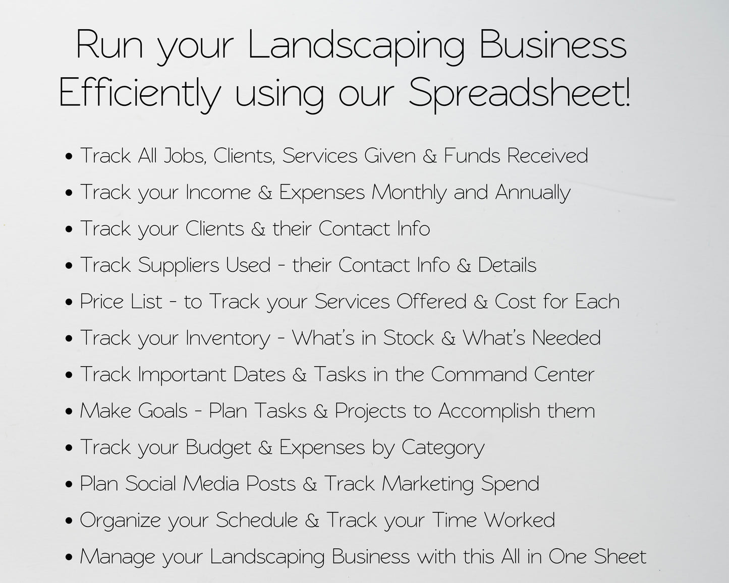 Landscaping Business Planner | Google Sheets & Excel Spreadsheet Template for Lawn Care, Landscaping & Outdoor Service Businesses