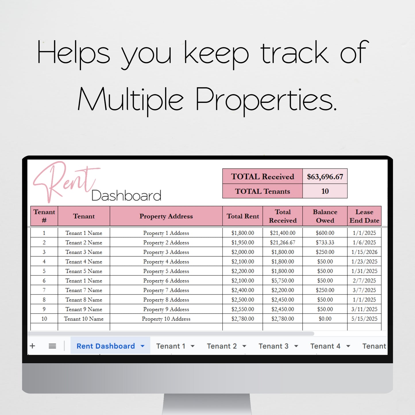 Rent Ledger Template Google Sheets and Excel Spreadsheet