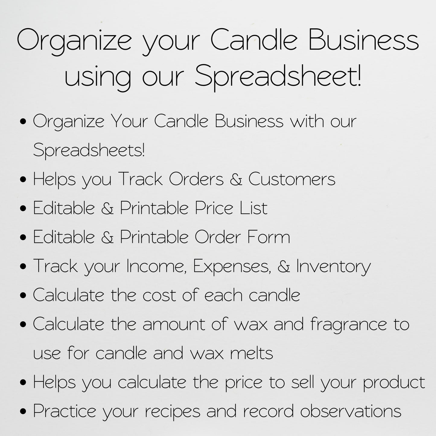 Candle Business Templates Bundle Google Sheets and Excel Spreadsheet