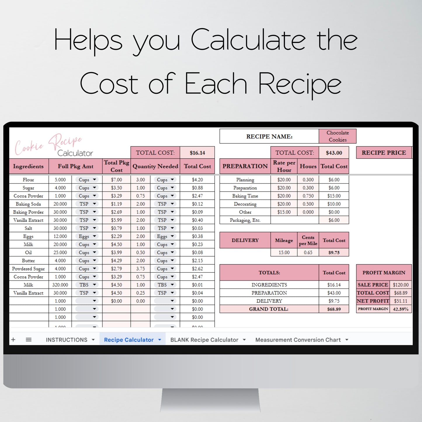 Baking Calculator Template Google Sheet and Excel Spreadsheet