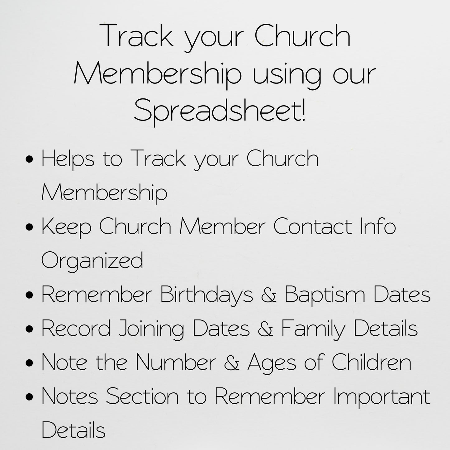 Church Membership Record Google Sheet and Excel Spreadsheet