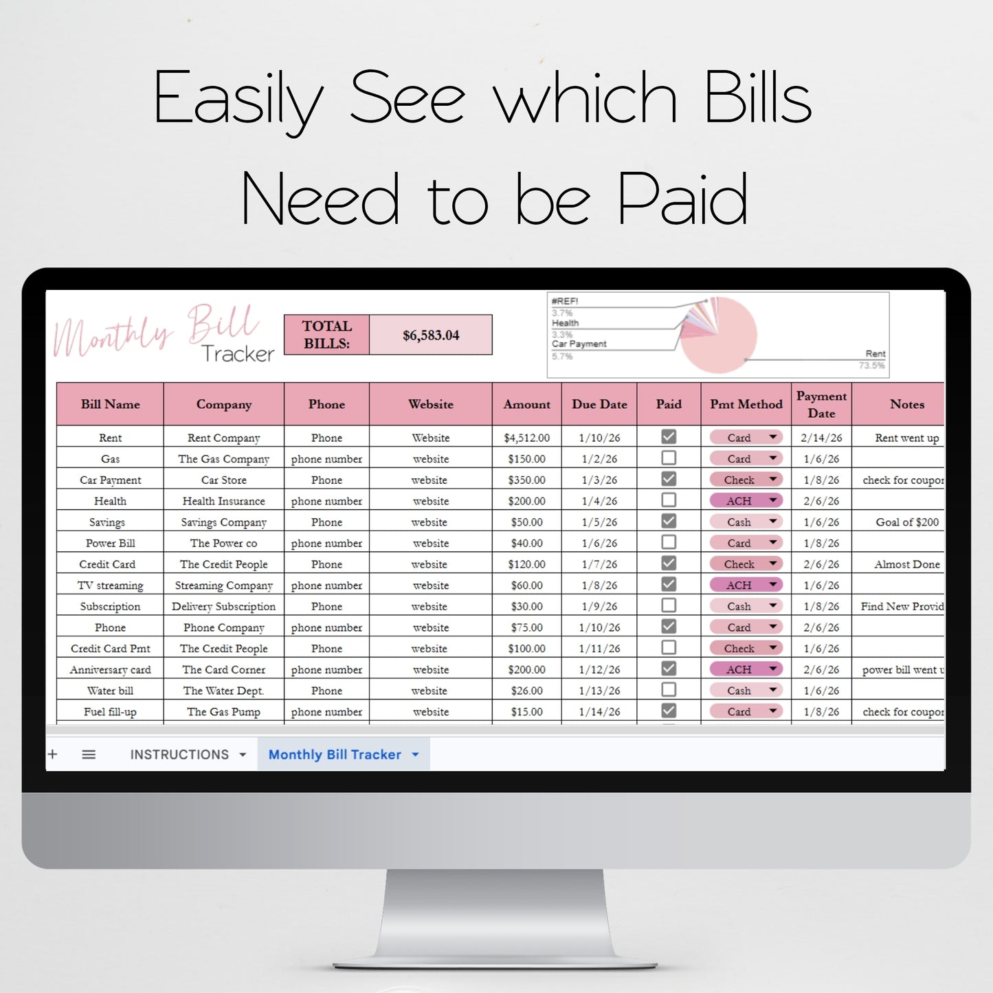 Monthly Bill Tracker Template Google Sheets and Excel Spreadsheet