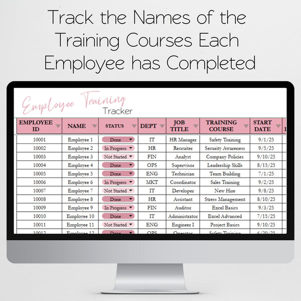 Employee Training Tracker Template for Google Sheets and Excel Spreads ...
