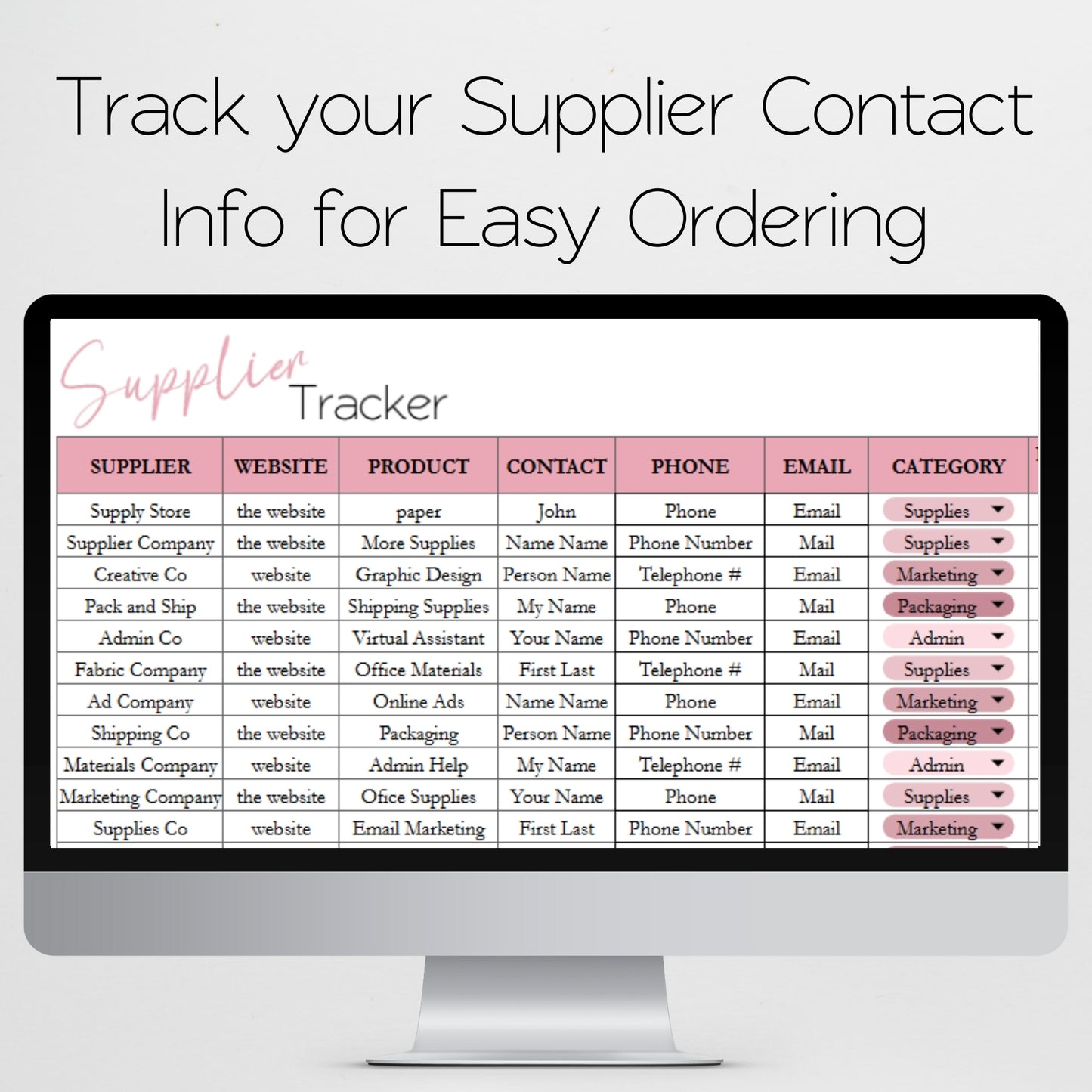 Supplier Tracker Template Google Sheet and Excel Spreadsheet