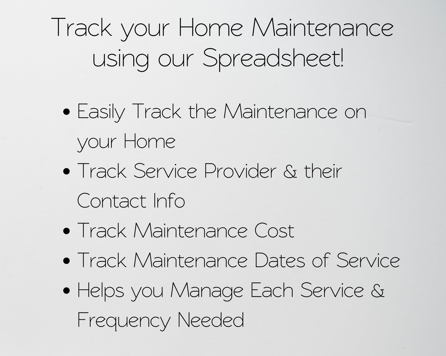 Home Maintenance Tracker Template for Google Sheets and Excel Spreadsheet