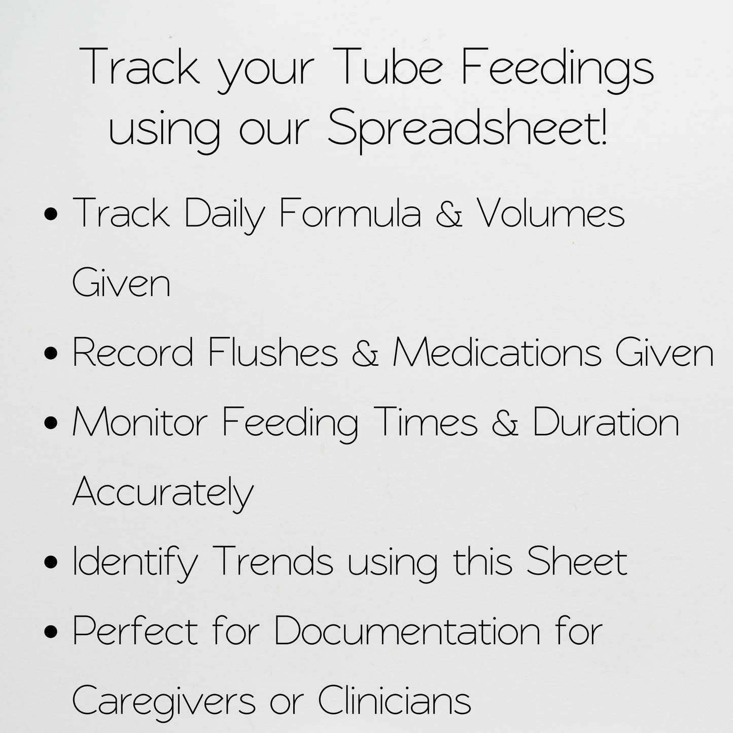 Tube Feeding Log Template Google Sheet and Excel Spreadsheet