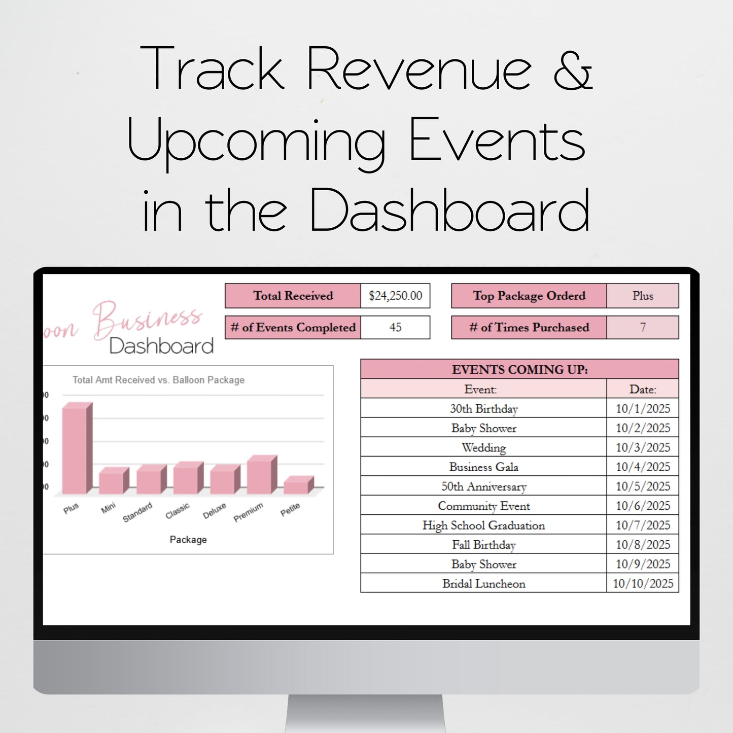 Balloon Business Template Bundle Google Sheet and Excel Spreadsheet