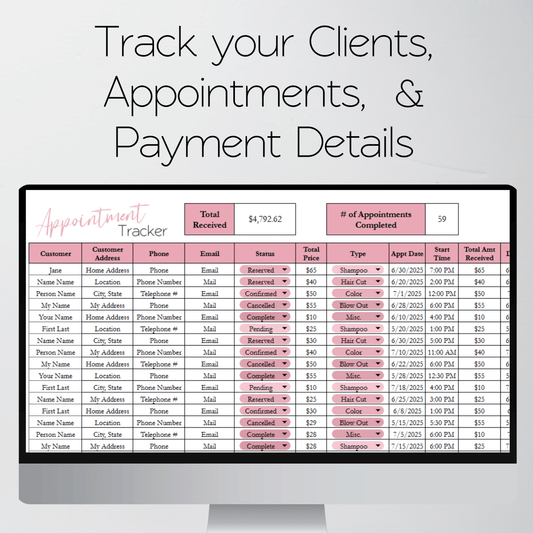 Hair Salon Business Bundle Template Google Sheets Excel Spreadsheet