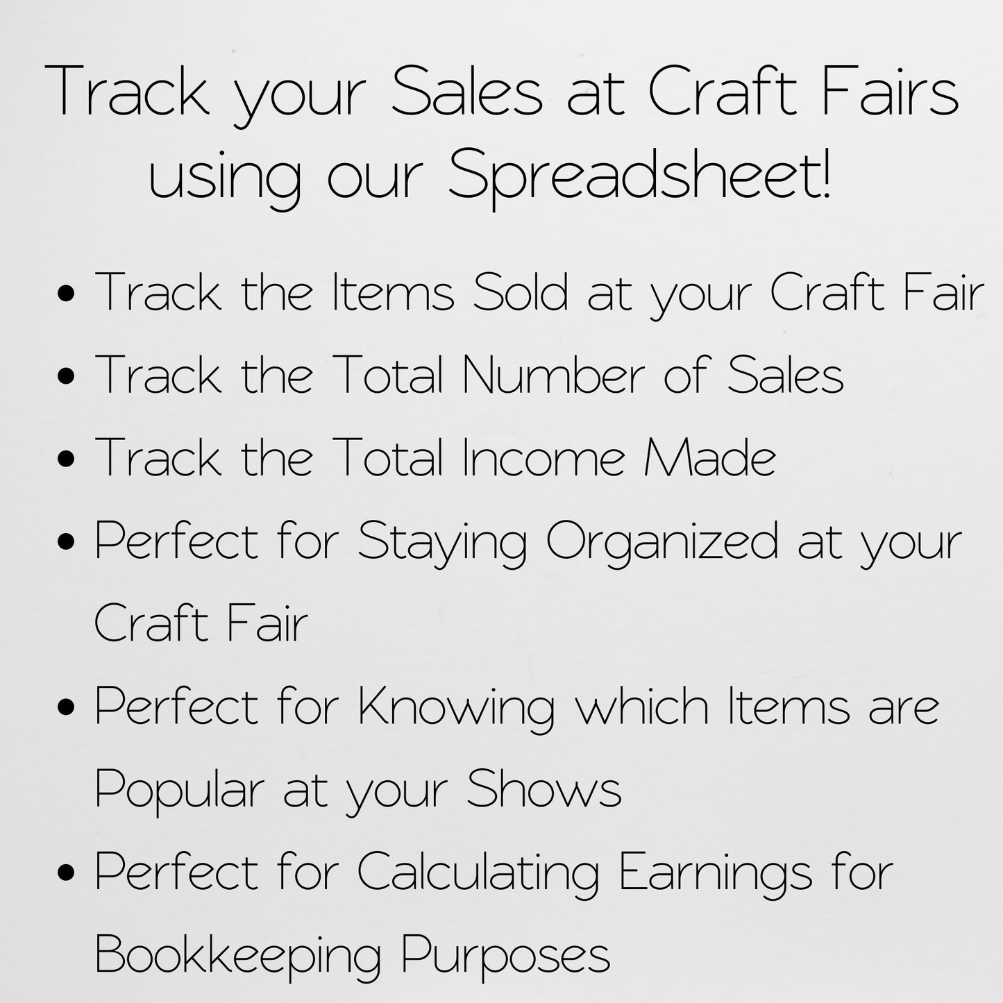 Craft Fair Sales Tracker Template Google Sheets and Excel Spreadsheet