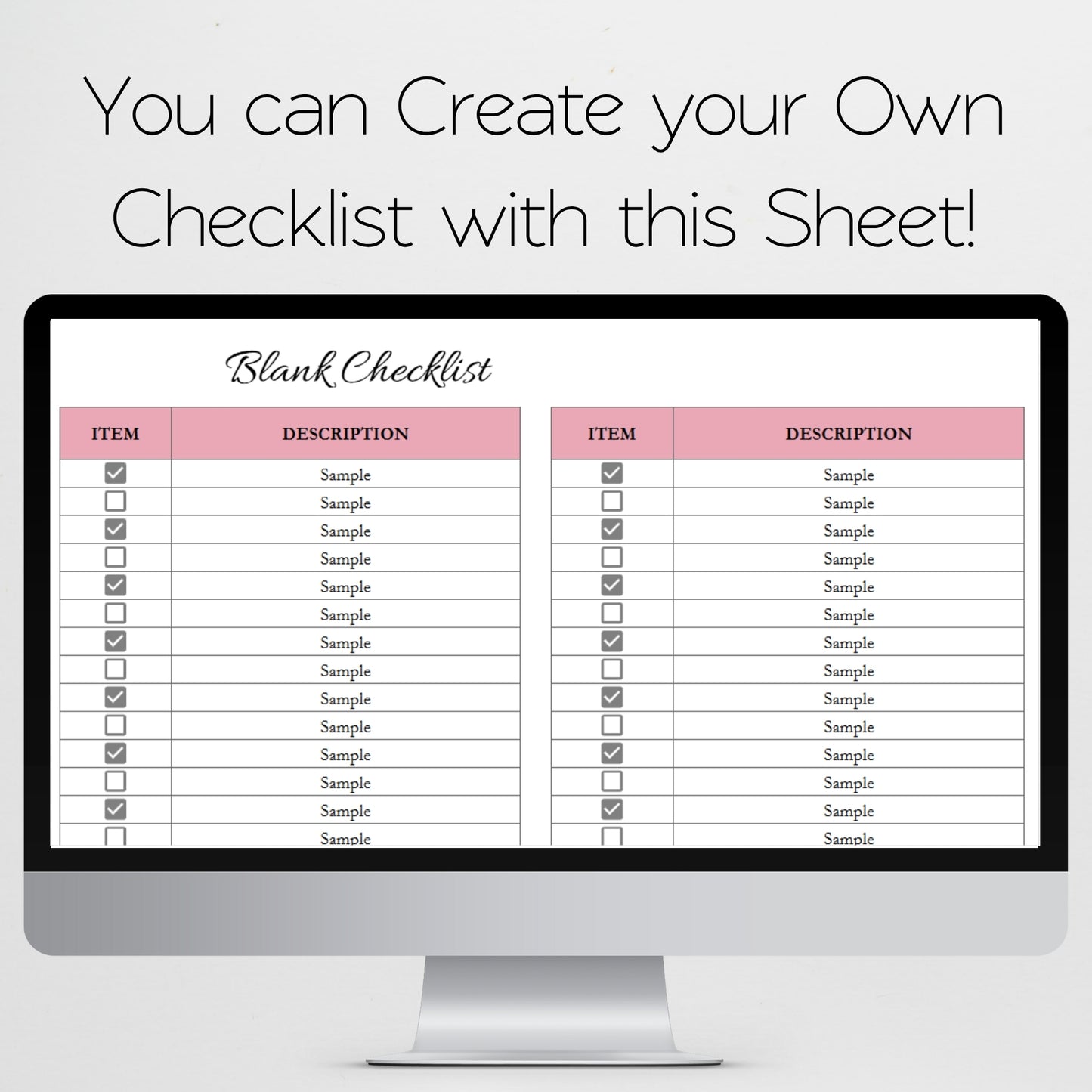 Blank Checklist Template Google Sheets Spreadsheet - Editable Blank List Template