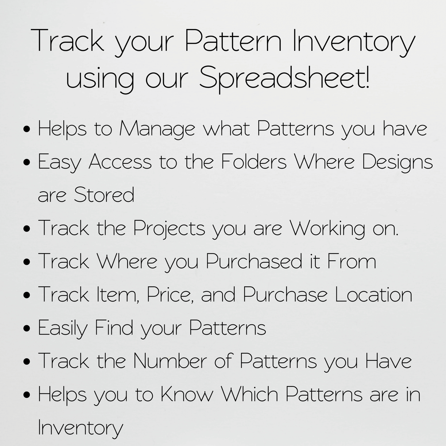 Pattern Inventory Tracker Excel Spreadsheet and Google Sheets to Organize your Patterns