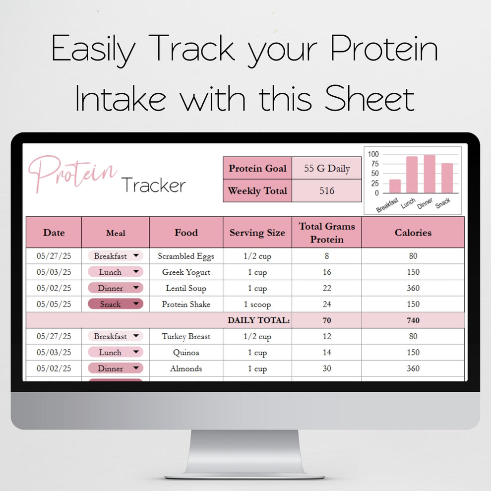 Protein Tracker Template for Google Sheets and Excel Spreadsheet ...